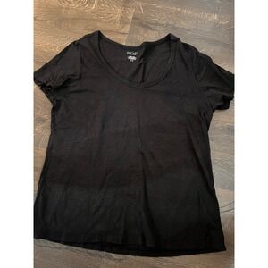 Rachel Roy Black Pima Cotton V-Neck‎ Tee Basic Everyday Top XL